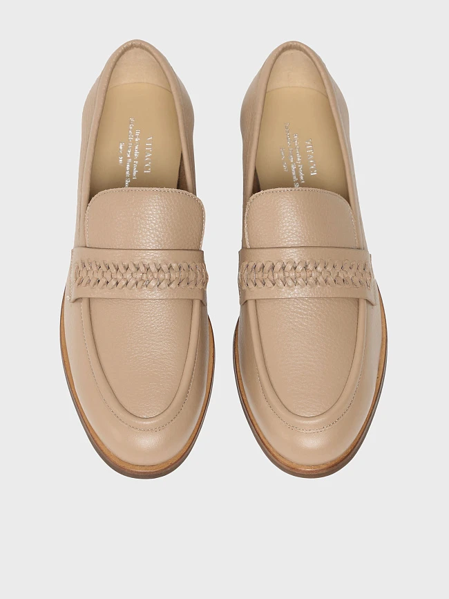 Лоферы женские всесезонные, цвет бежевый, натуральная кожа 1820617 | 5