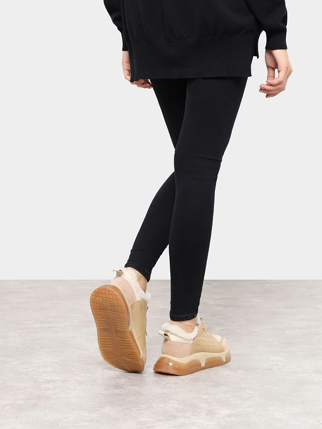 Кроссовки женские зимние, цвет бежевый, натуральная кожа/натуральный спилок 93VC004M | 8