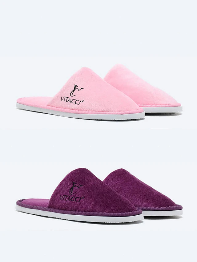 Тапочки (2 пары) унисекс для дома, цвет розовый, текстиль SLIP07 | 1