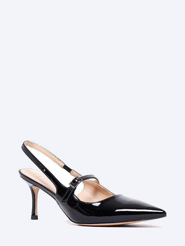 Туфли женские летние, цвет черный, натуральная лаковая кожа 496612 | 1