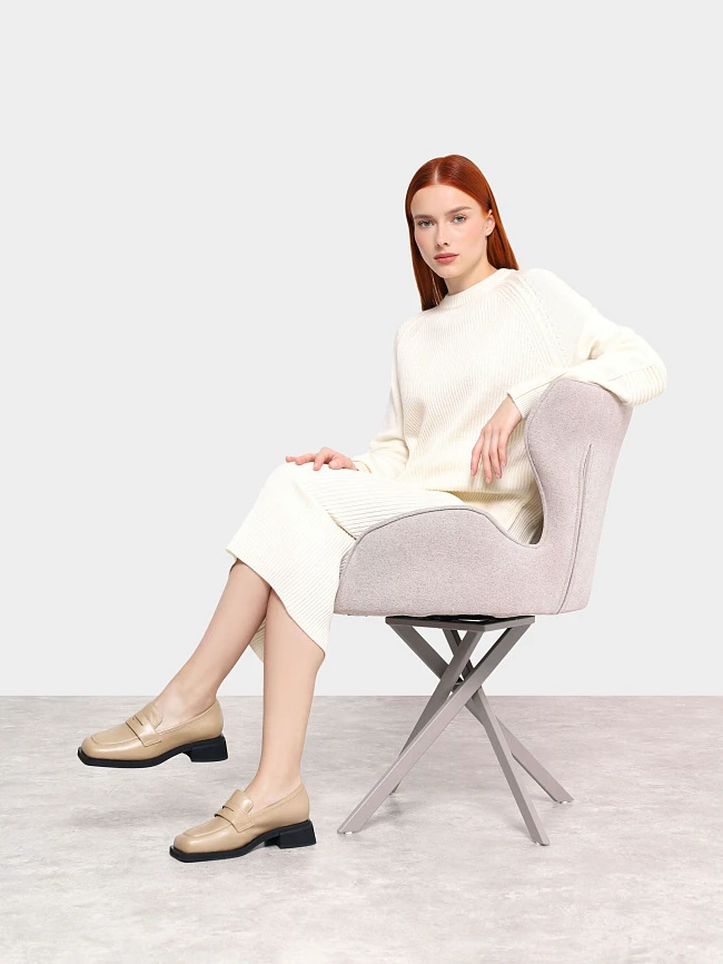 Лоферы женские всесезонные, цвет бежевый, натуральная кожа 1820076 | 12