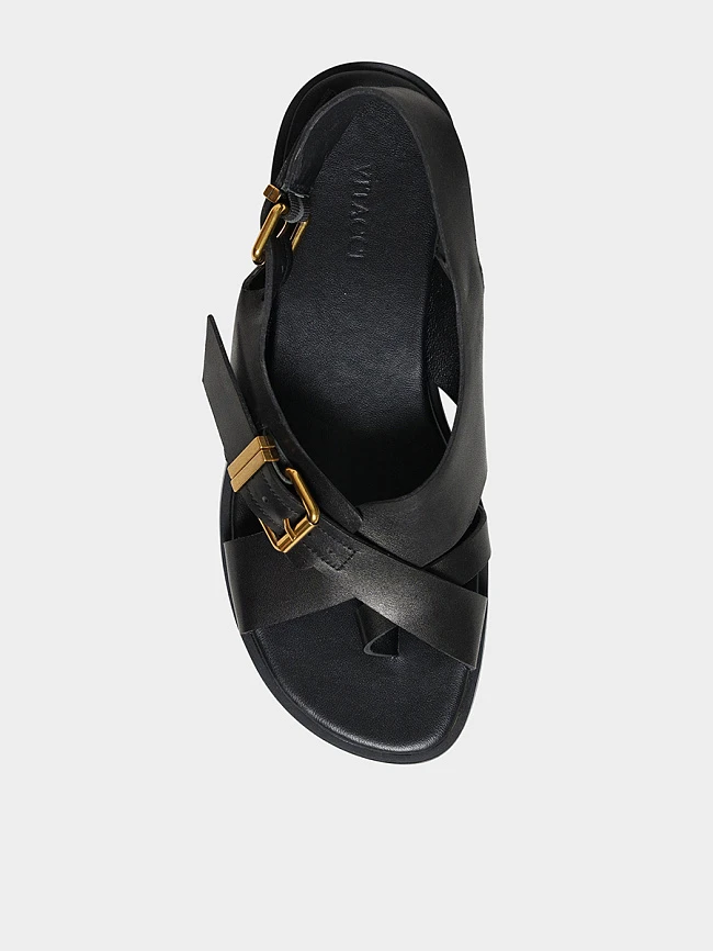 Сандалии женские летние, цвет черный, натуральная кожа 7210516 | 4