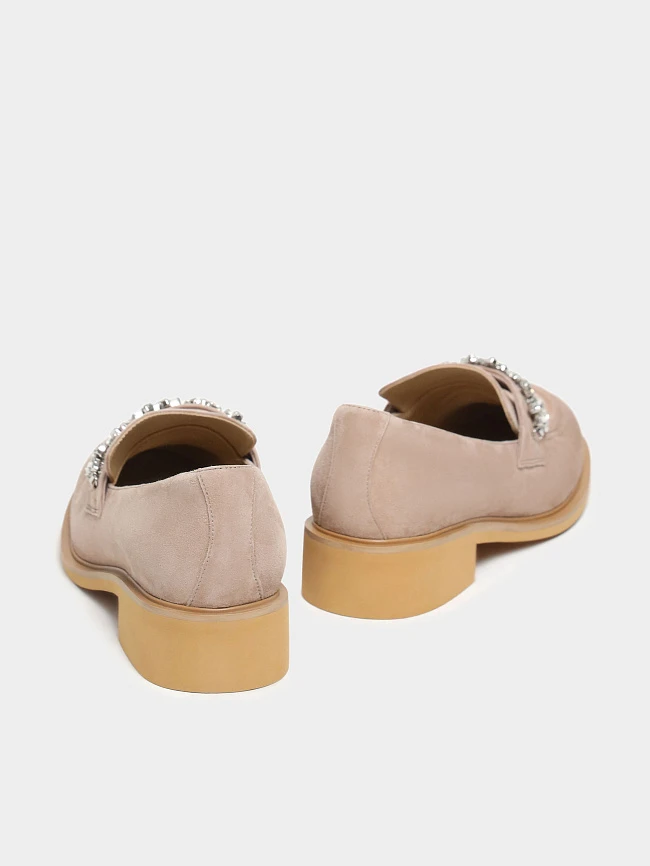 Лоферы женские всесезонные, цвет бежевый, натуральный велюр 1820098 | 4