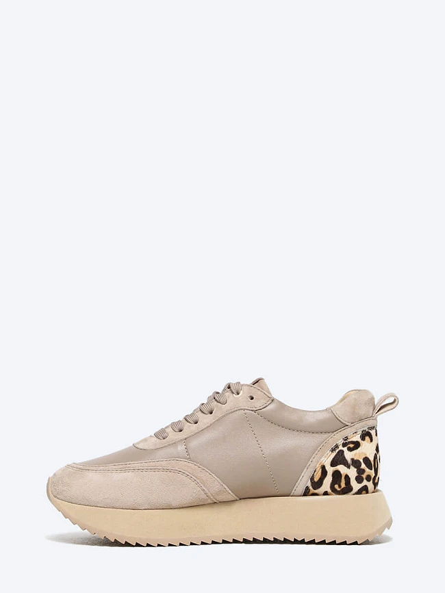 Кроссовки женские демисезонные, цвет бежевый, натуральная кожа/натуральный велюр 1013508-1 | 3