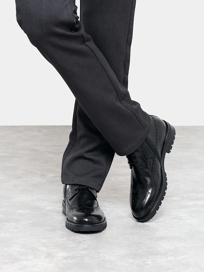 Ботинки мужские демисезонные, цвет черный, натуральная кожа M262022 | 9