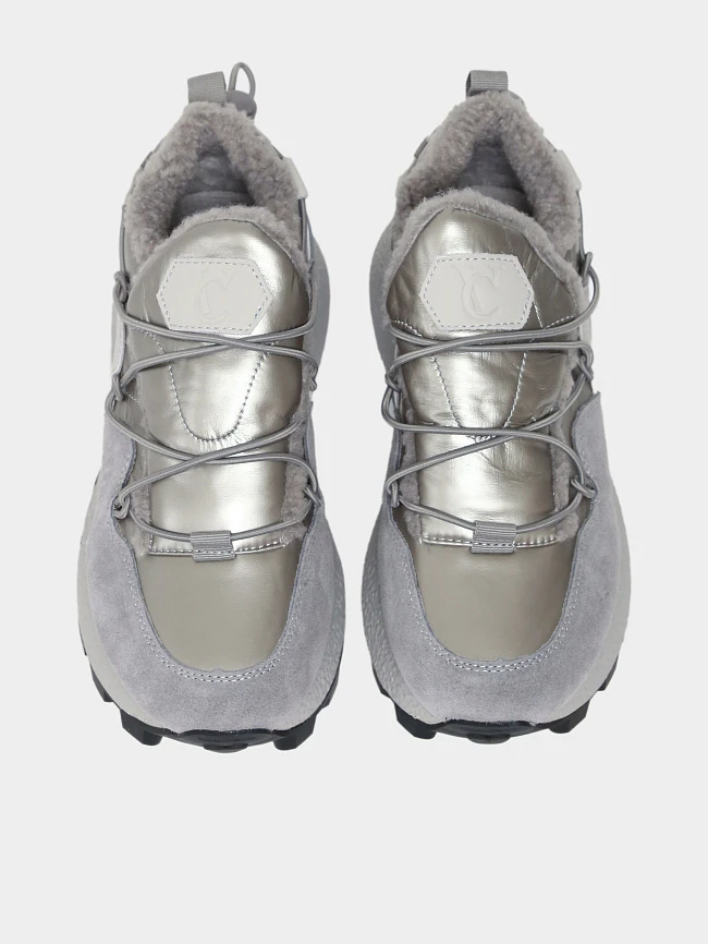 Кроссовки женские зимние, цвет серый, натуральный спилок/текстиль/искусственный мех 5270001M | 5