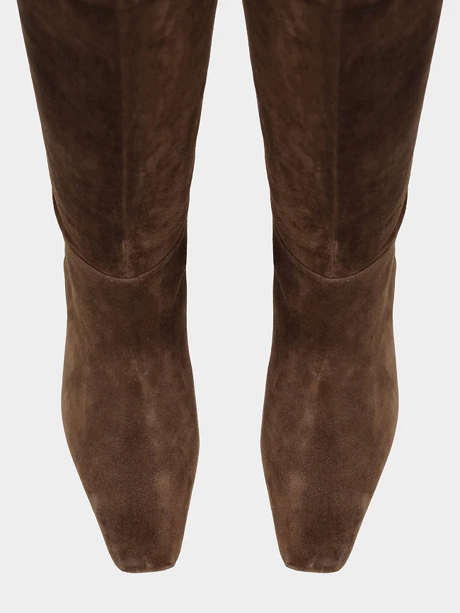 Ботфорты женские демисезонные, цвет коричневый, натуральный велюр 1731029 | 5