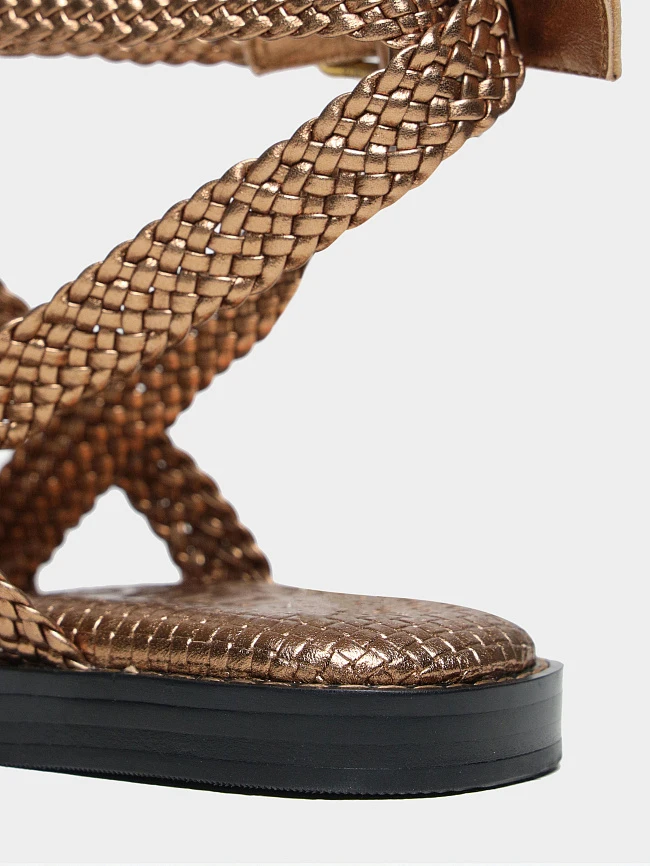 Сандалии женские летние, цвет золотой, натуральная кожа 1821708 | 5