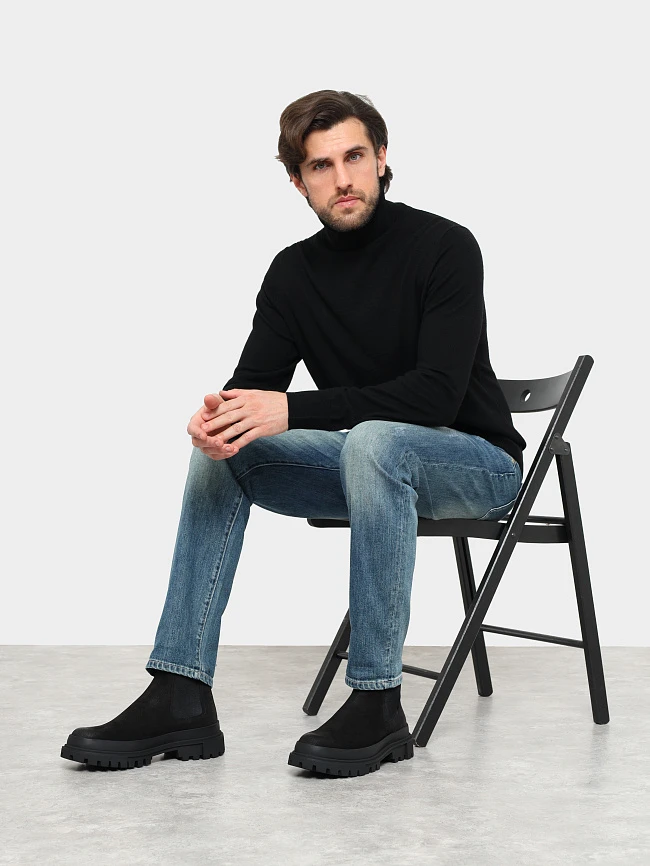 Ботинки мужские демисезонные, цвет черный, натуральный нубук M1023014 | 11