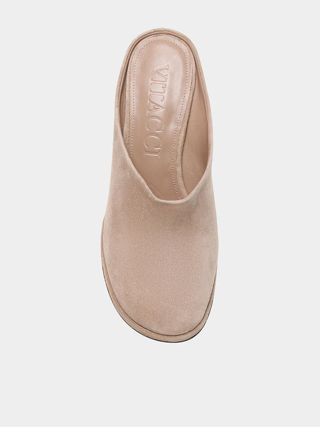 Мюли женские летние, цвет бежевый, натуральный велюр 497706 | 4