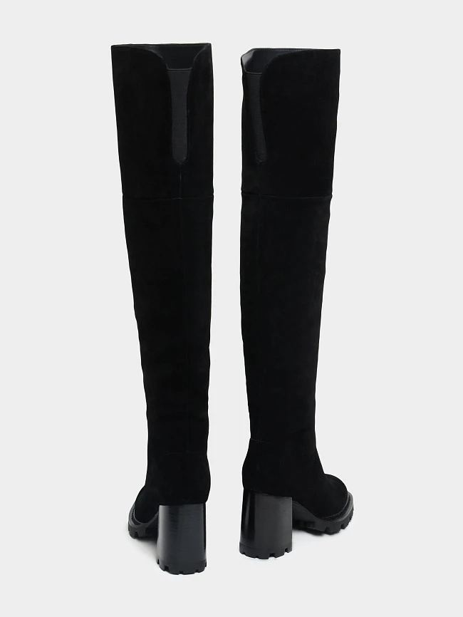 Ботфорты женские зимние, цвет черный, натуральный спилок 1730133M | 3