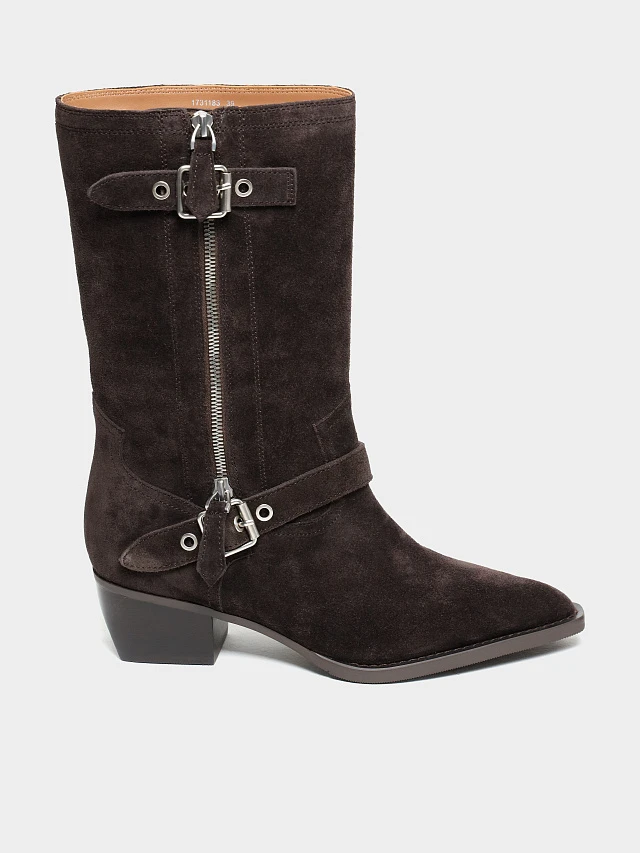 Сапоги женские демисезонные, цвет коричневый, натуральный спилок 1731183 | 1