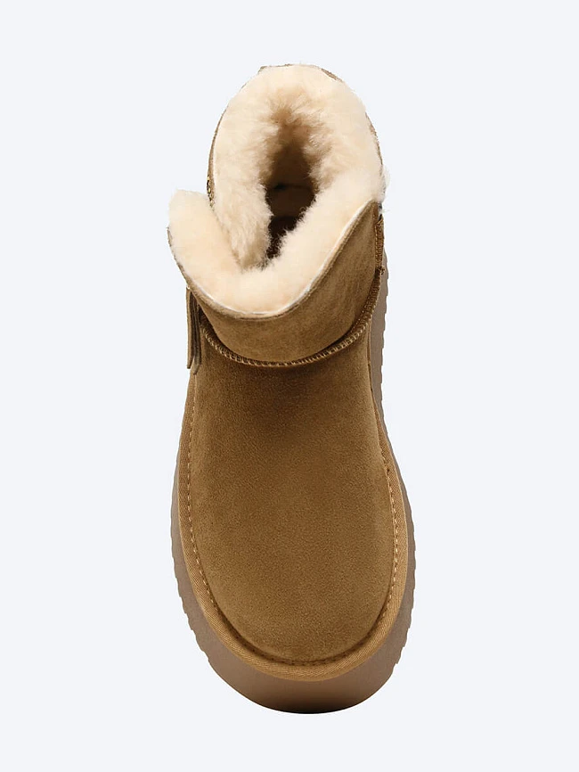 Полусапоги женские зимние, цвет песочный, натуральный спилок 27VD083M | 5