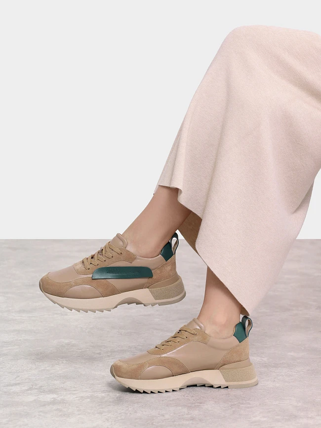 Кроссовки женские демисезонные, цвет бежевый, натуральная кожа/натуральный спилок 1013398 | 11