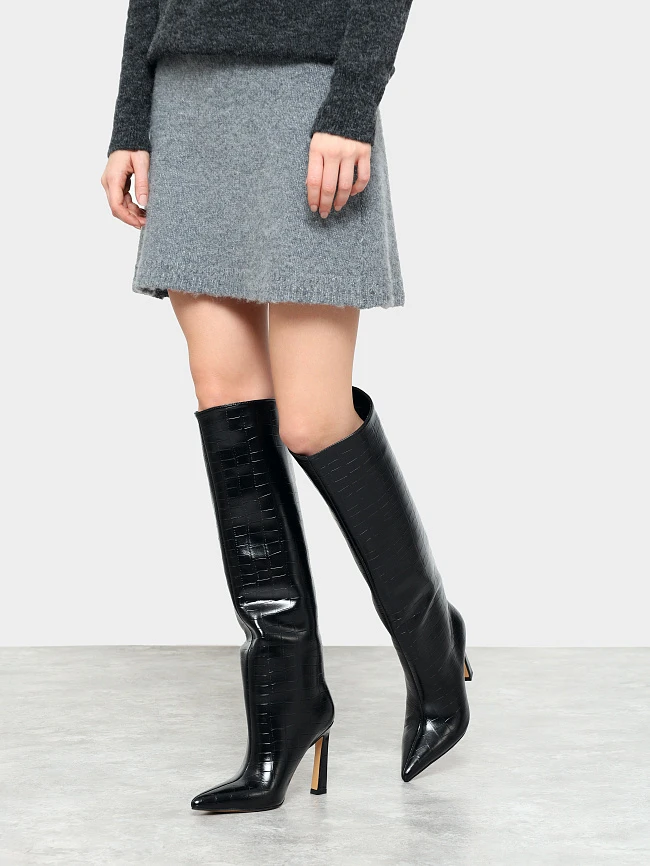 Сапоги женские демисезонные, цвет черный, натуральная кожа 6550374 | 7