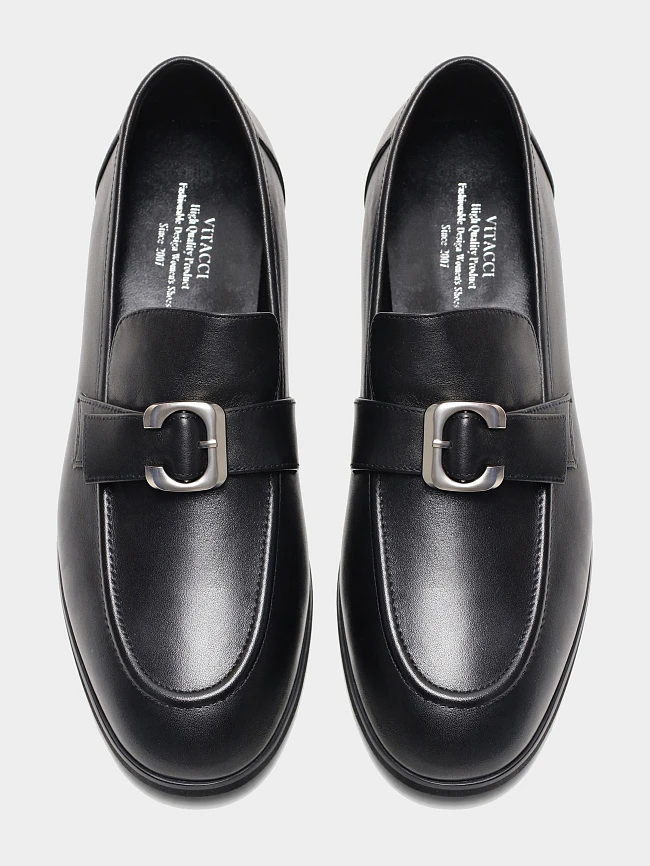 Лоферы женские всесезонные, цвет черный, натуральная кожа 7210300-2 | 4