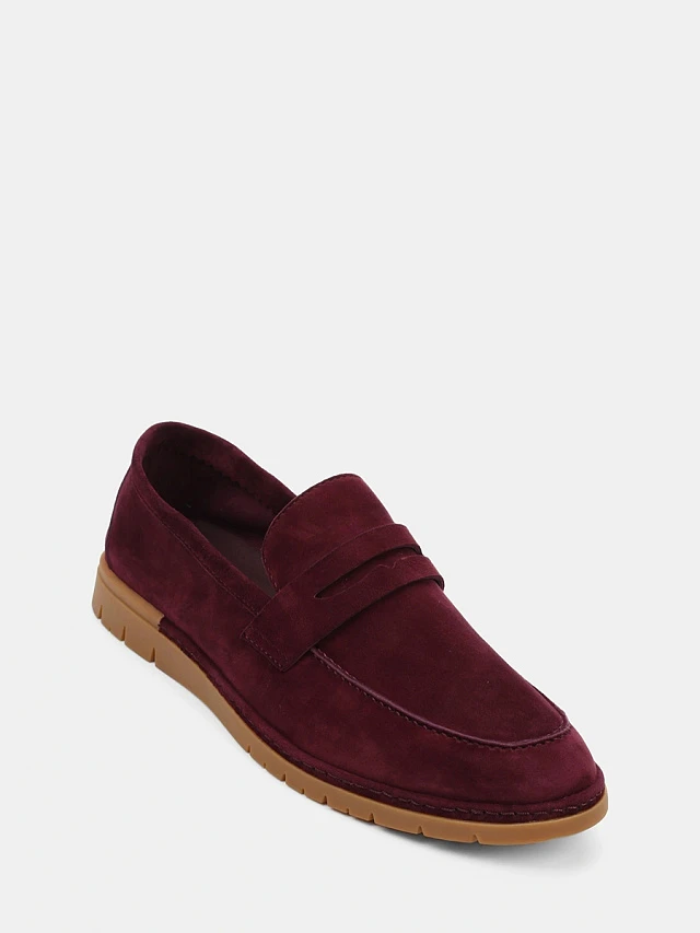 Лоферы женские всесезонные, цвет бордовый, натуральный велюр 1821482 | 1