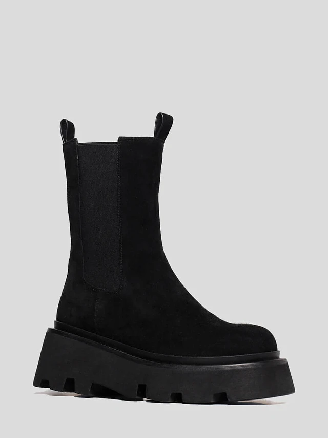 Полусапоги женские демисезонные, цвет черный, натуральный велюр 1847797 | 1