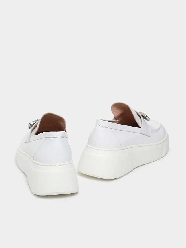 Лоферы женские всесезонные, цвет белый, натуральная кожа 136453 | 4