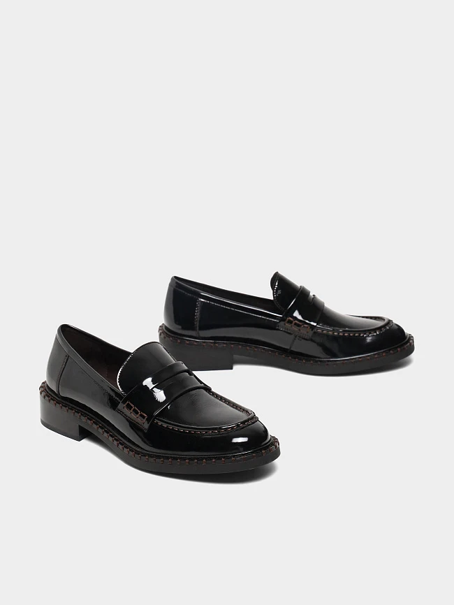 Лоферы женские всесезонные, цвет черный, натуральная лаковая кожа 1821520 | 3