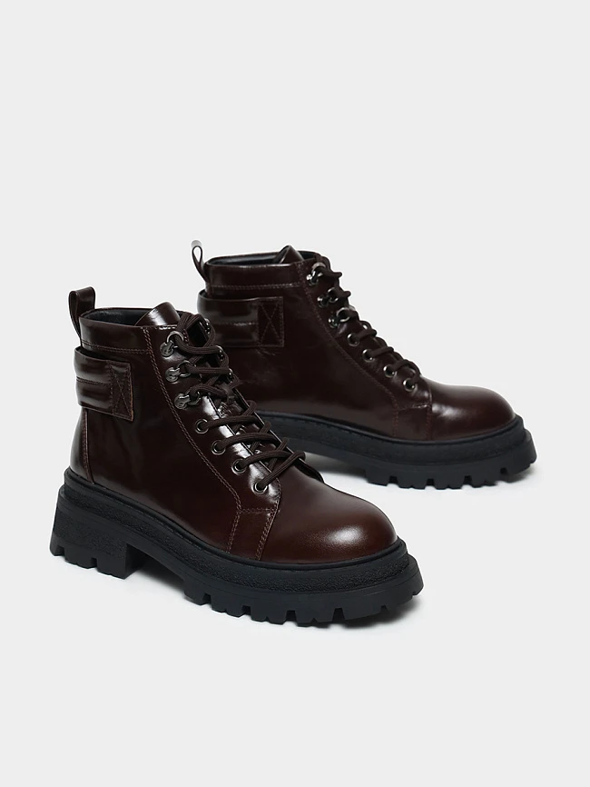 Ботинки женские зимние, цвет коричневый, натуральная масляная кожа 1013343M | 2