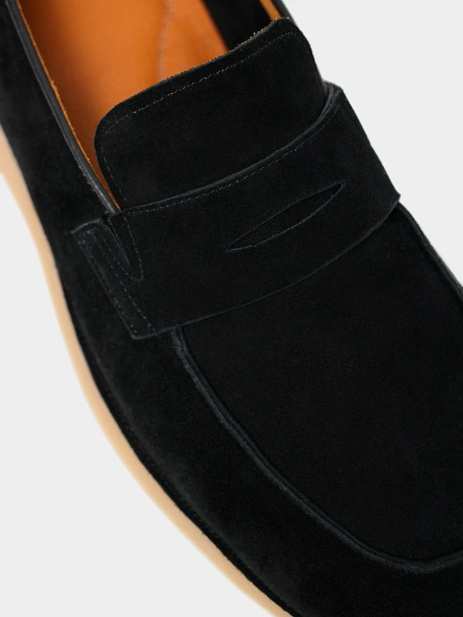 Лоферы мужские всесезонные, цвет черный, натуральный велюр M262281 | 5