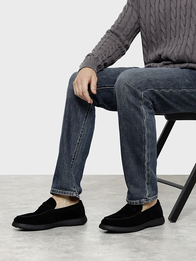 Лоферы мужские зимние, цвет черный, натуральный спилок M801012M | 11