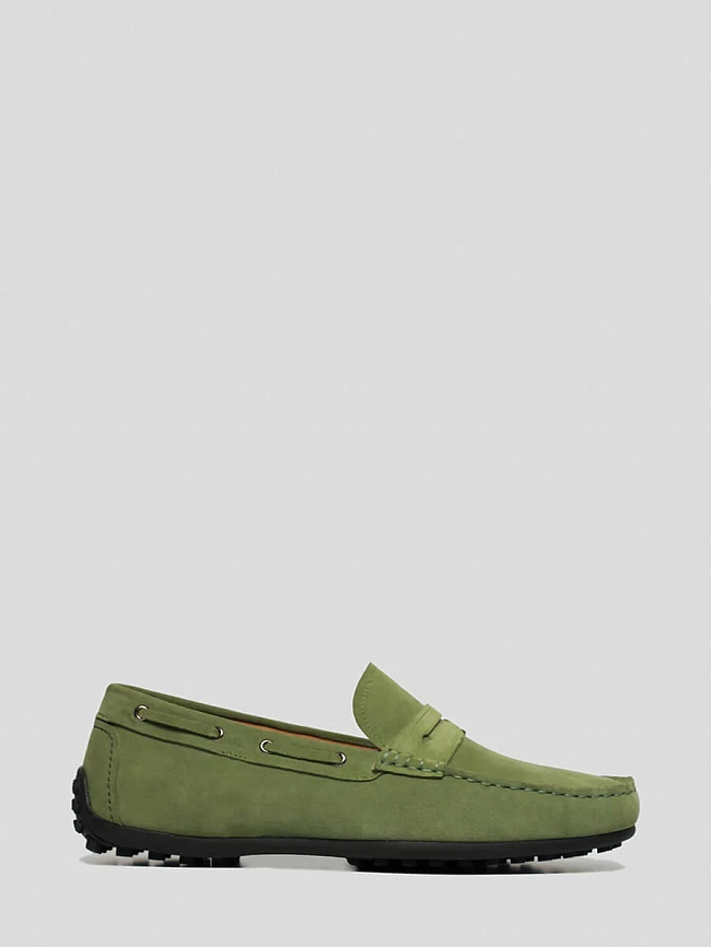 Мокасины мужские демисезонные, цвет зеленый, натуральный спилок M253233 | 2