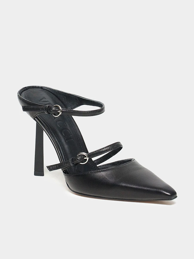 Туфли женские летние, цвет черный, натуральная кожа 497660 | 2