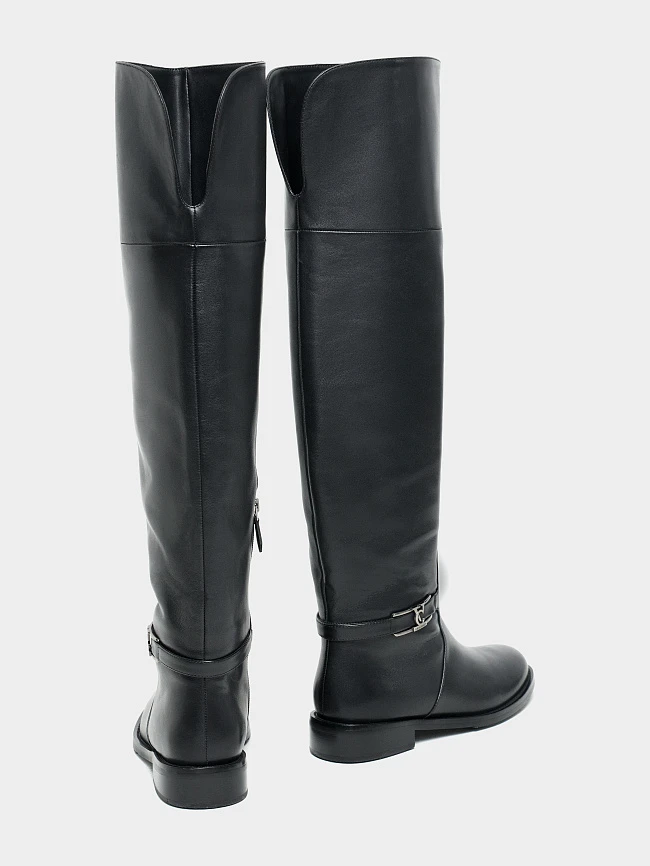 Ботфорты женские зимние, цвет черный, натуральная кожа 1494633M | 4