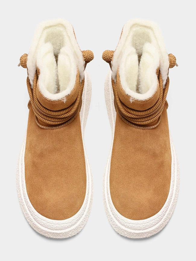 Полусапоги женские зимние, цвет рыжий, натуральный спилок 3630340M | 5