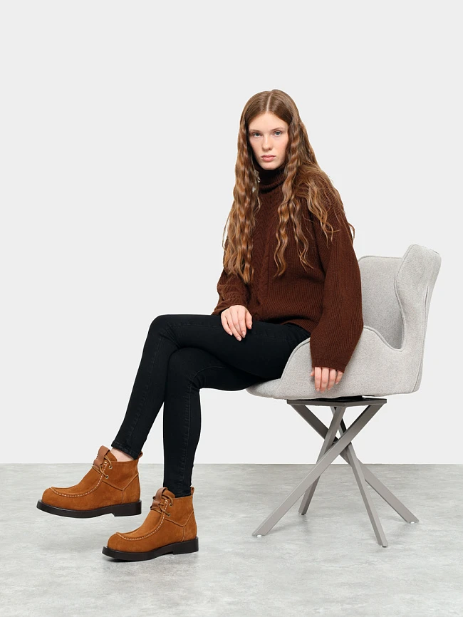 Ботинки женские демисезонные, цвет рыжий, натуральный спилок 1731194 | 8