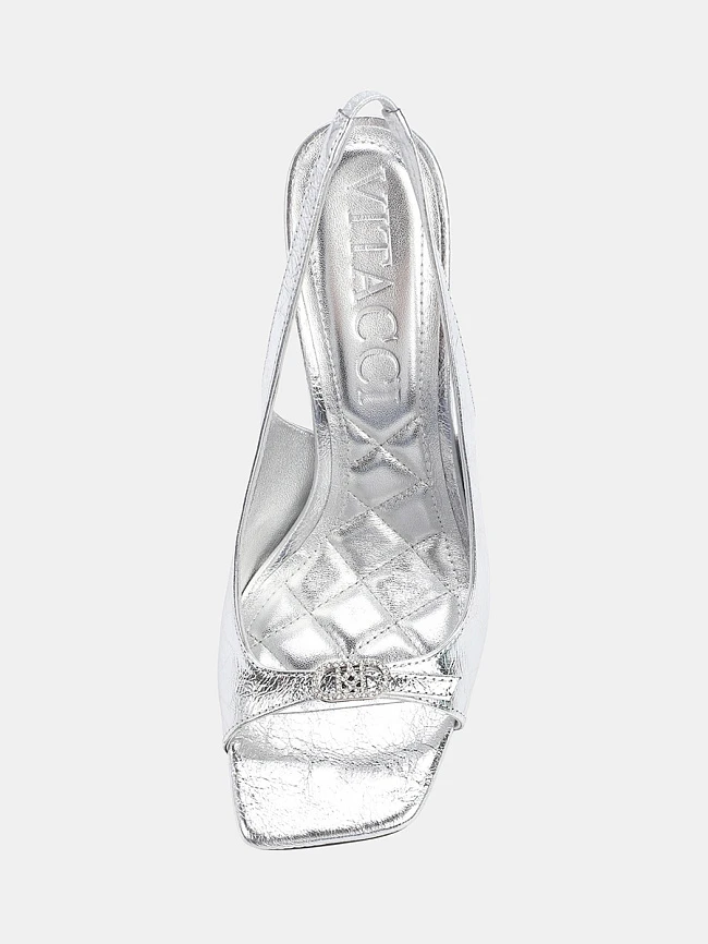 Босоножки женские летние, цвет серебряный, натуральный наплак 944038 | 4