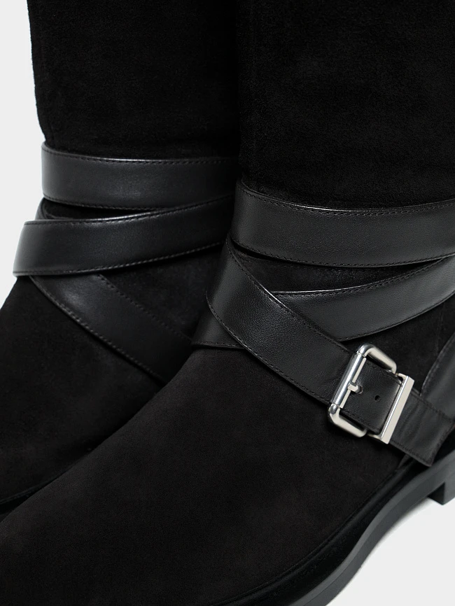 Ботфорты женские демисезонные, цвет коричневый, натуральный спилок/натуральная кожа 1494804 | 6