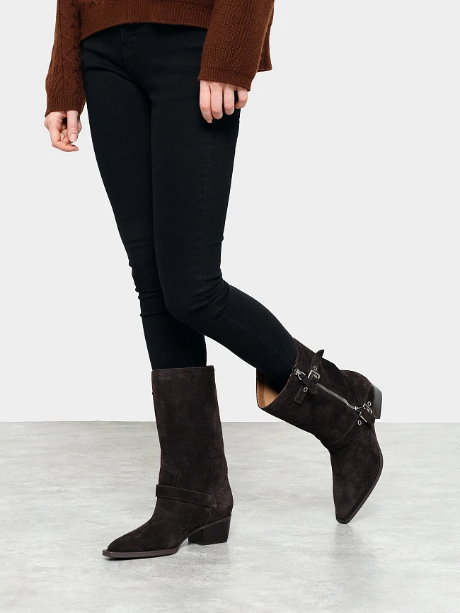 Сапоги женские демисезонные, цвет коричневый, натуральный спилок 1731183 | 7