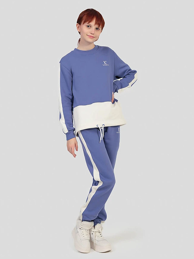 DS6506-16 Костюм спортивный (джемпер+брюки) для девочек фиолетовый+88% хлопок, 12% полиэстер DS6506-16 | 1