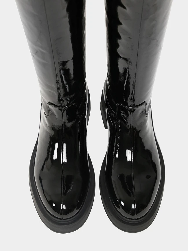 Сапоги женские демисезонные, цвет черный, натуральная лаковая кожа 1730213P | 5