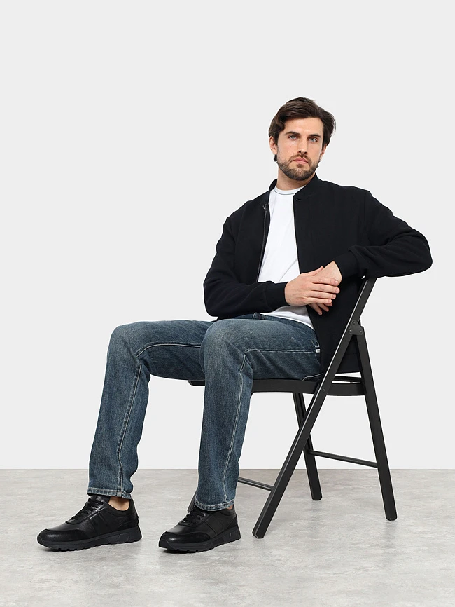 Кроссовки мужские демисезонные, цвет черный, натуральная кожа/натуральный спилок M1782055-1 | 10