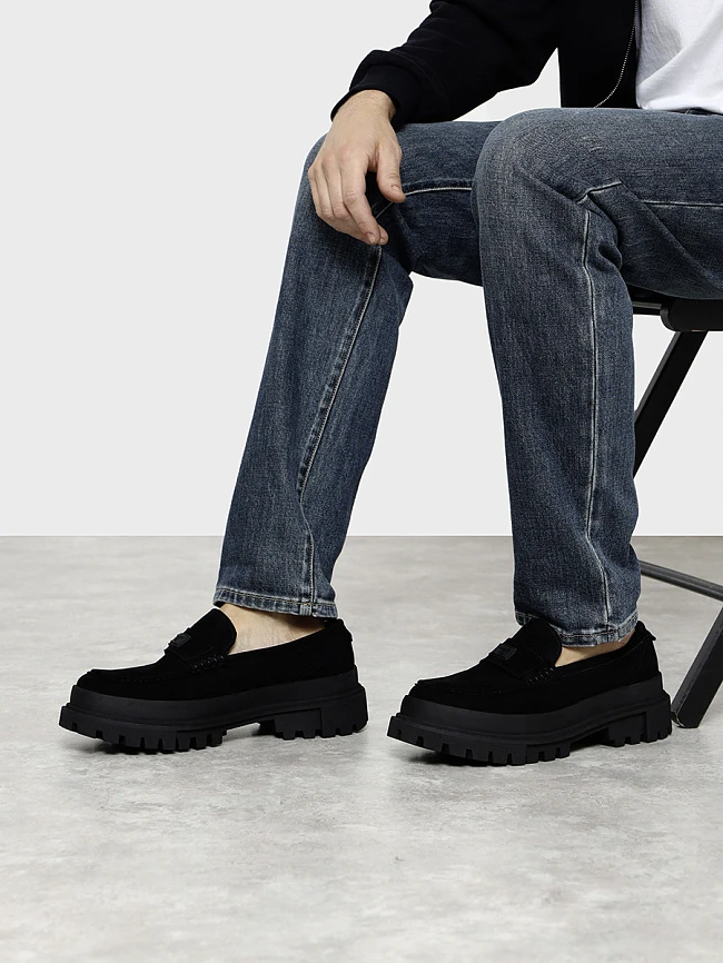 Лоферы мужские зимние, цвет черный, натуральный велюр M1022611M | 11