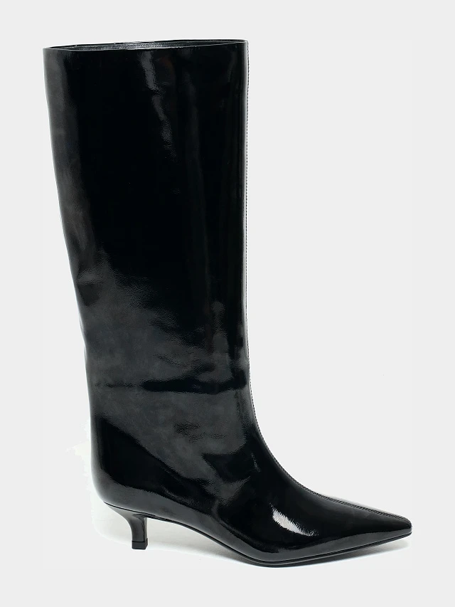 Сапоги женские демисезонные, цвет черный, натуральный наплак 1013760 | 1