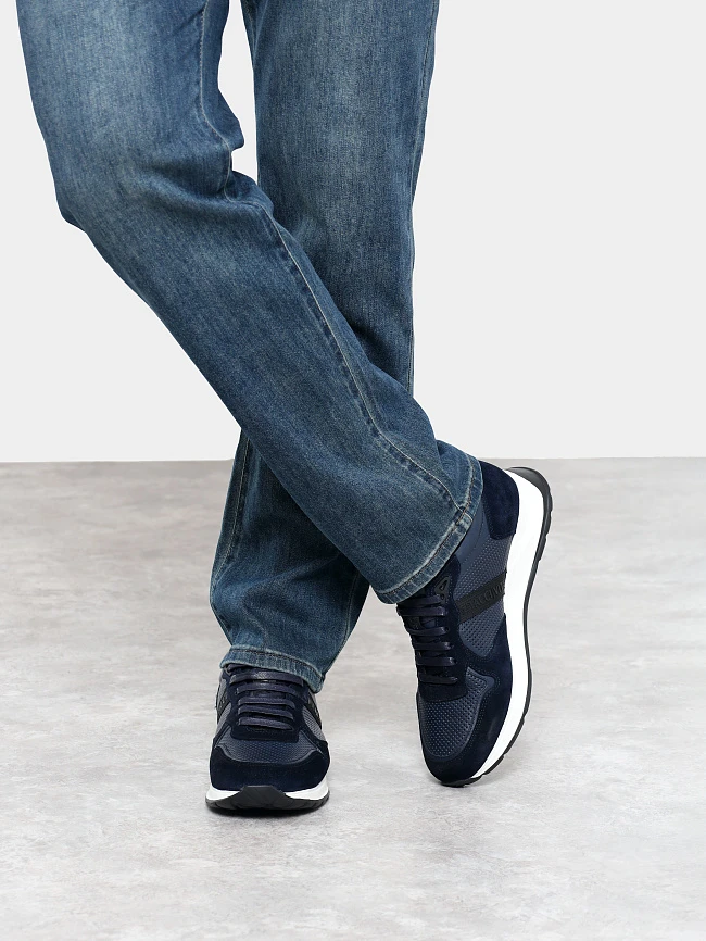 Кроссовки мужские демисезонные, цвет синий, натуральная кожа/натуральный спилок M253605 | 9