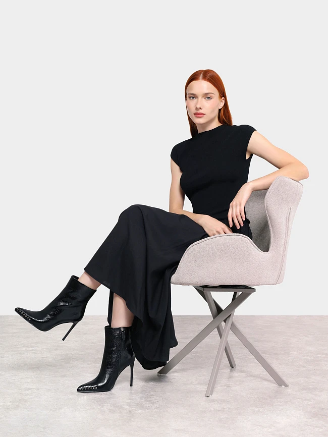 Полусапоги женские демисезонные, цвет черный, натуральный наплак 1493929 | 12