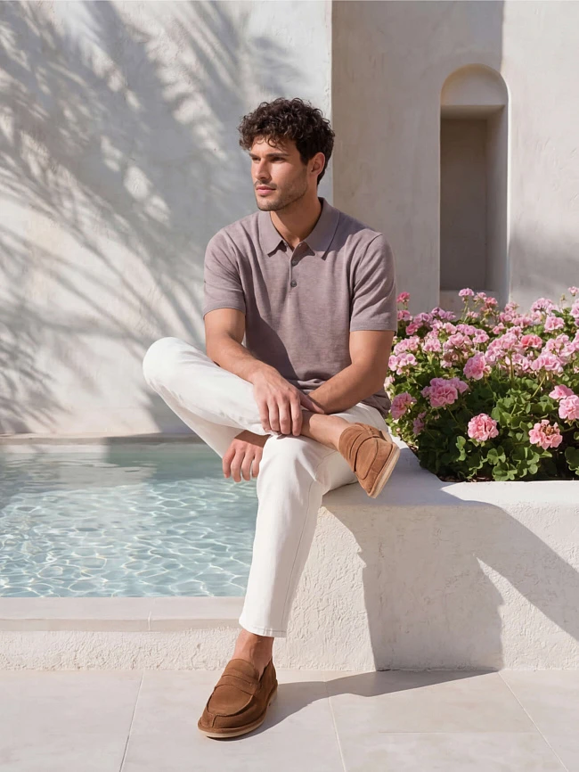 Лоферы мужские демисезон; лето;, цвет рыжий, натуральный спилок M254436 | 3