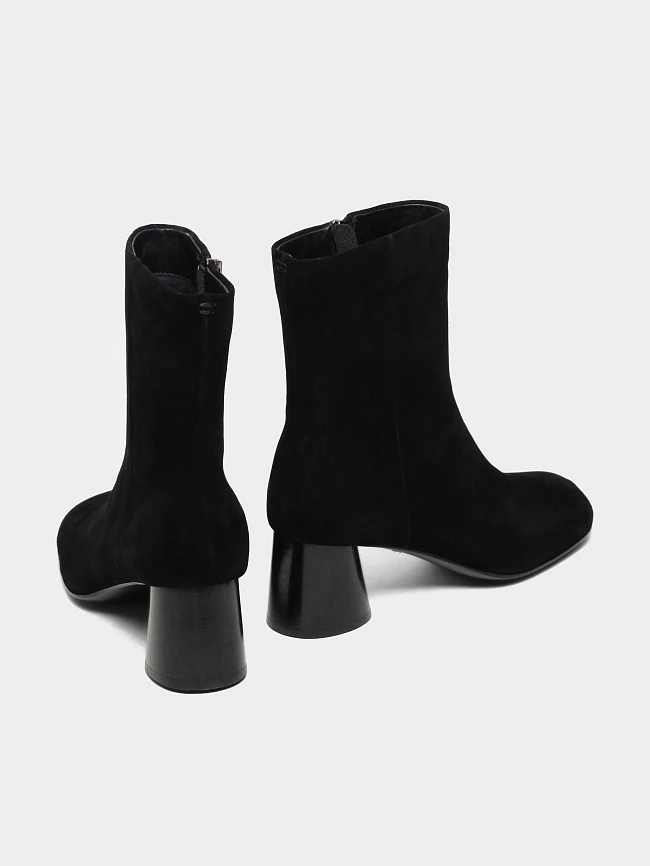 Полусапоги женские всесезонные, цвет черный, натуральный велюр 642223 | 4