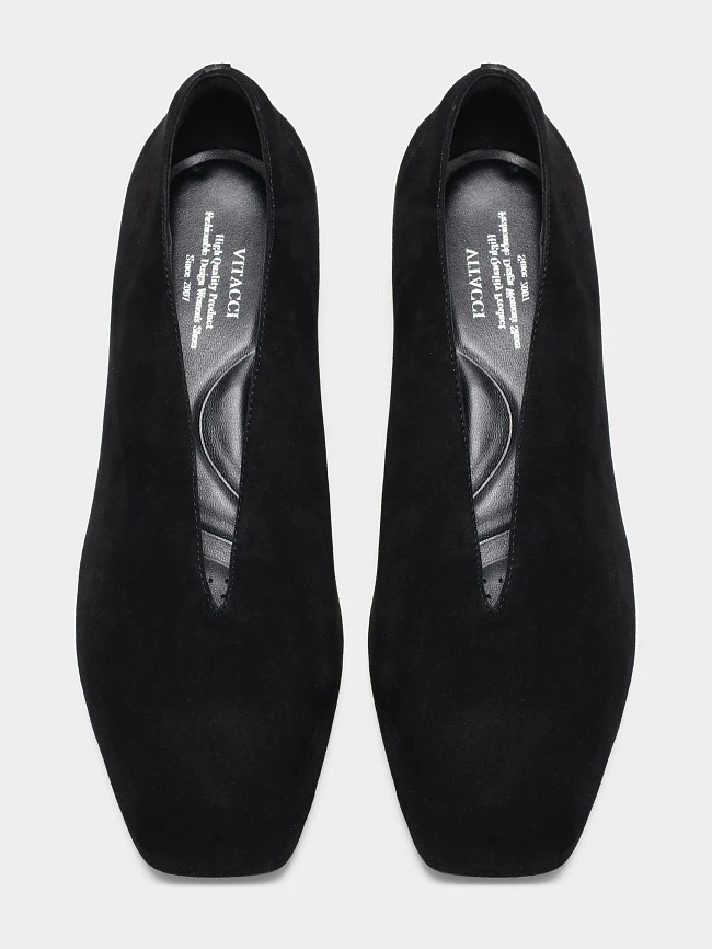 Туфли женские всесезонные, цвет черный, натуральный велюр 497340-1 | 5