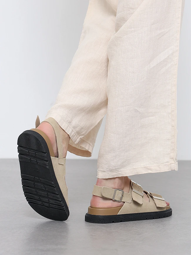 Сандалии женские летние, цвет бежевый, натуральный спилок 3630000P | 8