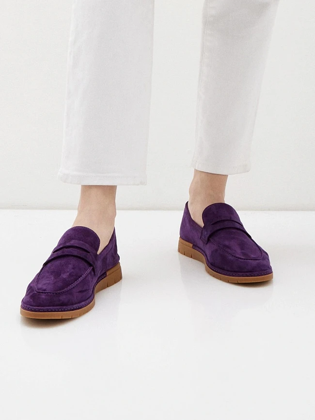 Лоферы женские всесезонные, цвет фиолетовый, натуральный велюр 1821481 | 6