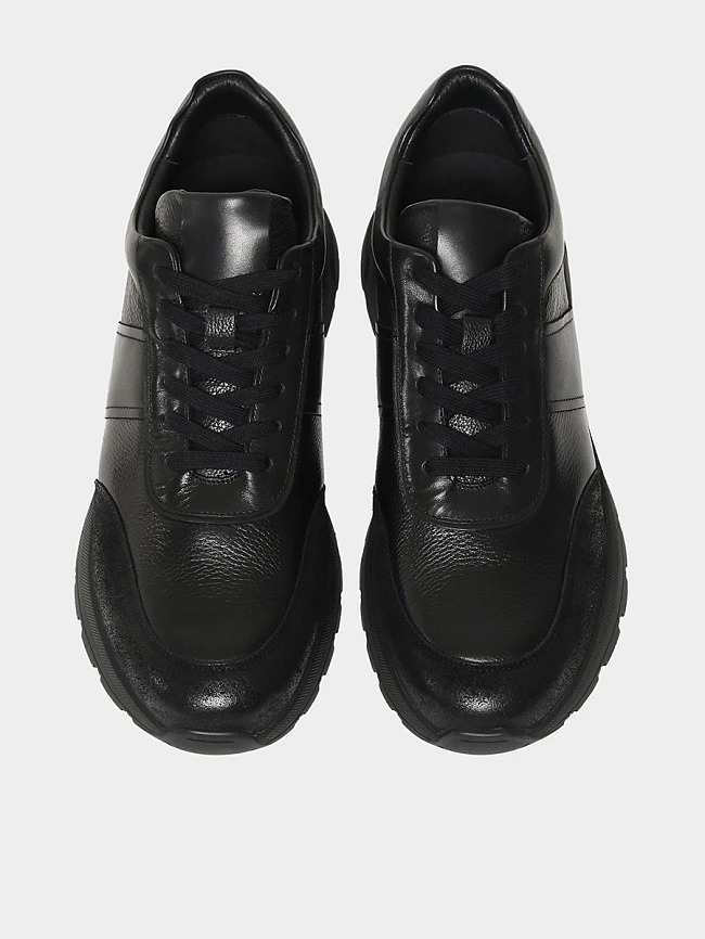 Кроссовки мужские демисезонные, цвет черный, натуральная кожа/натуральный спилок M1782055-1 | 4