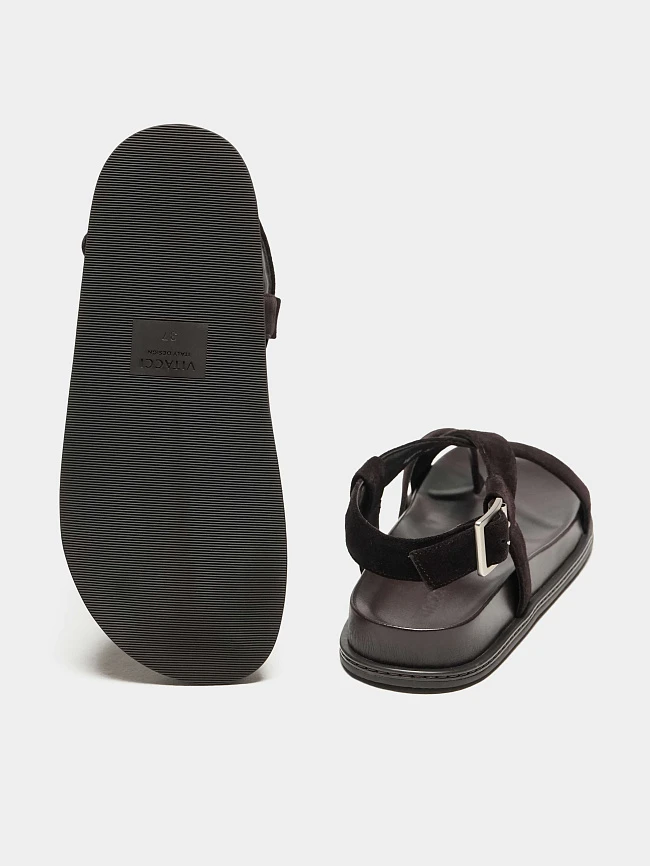 Сандалии женские летние, цвет коричневый, натуральный спилок 497603 | 6