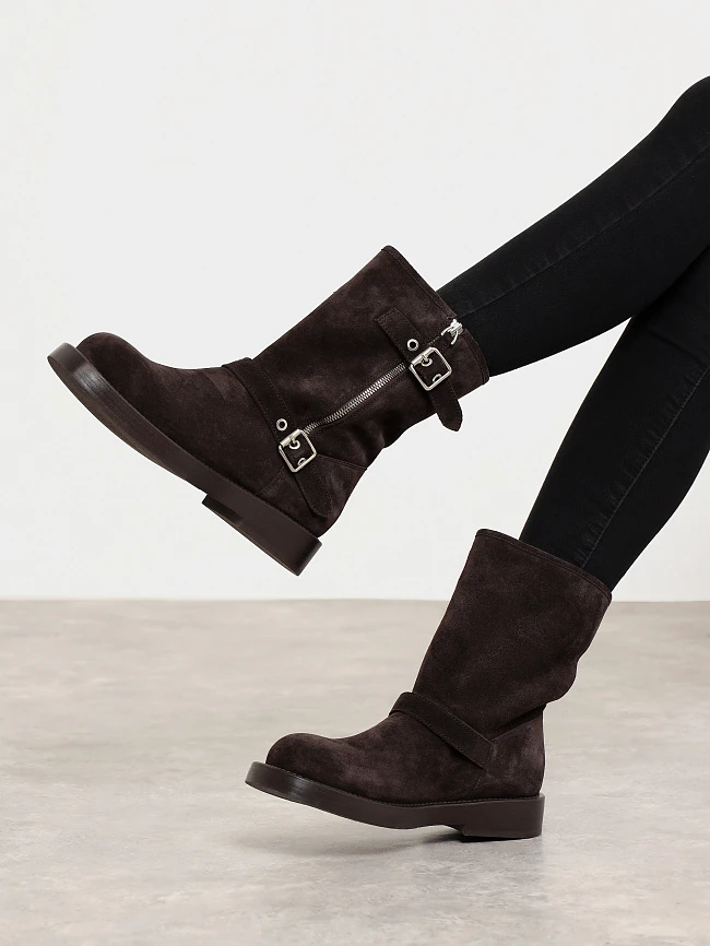 Полусапоги женские зимние, цвет коричневый, натуральный спилок 1731181M | 7